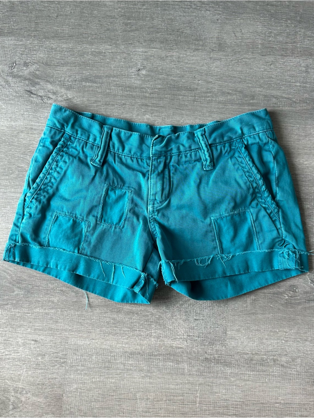 Hurley Teal Cargo Patch Cotton Shorts Y2K
